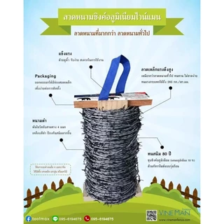 ลวดหนาม ไวน์แมน ลวดหนามชุบอลูซิงค์ เบอร์ 15 ยาว 100 เมตร