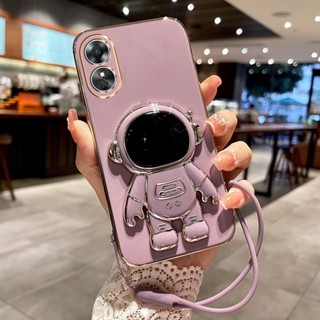 เคสโทรศัพท์ สําหรับ OPPO A17 A17K A98 A58 A78 A96 A76 A95 A74 Reno 8T 4G 5G มือถือแบบนิ่ม กันกระแทก ลายนักบินอวกาศ พร้อมที่ตั้งวาง หรูหรา