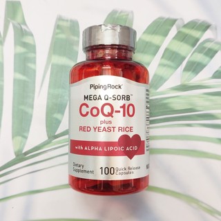 CoQ10 plus Red Yeast Rice with Alpha Lipoic Acid 100 Quick Release Capsules (Piping Rock®) Q10+ALA โคคิวเทน+ข้าวยีสต์แดง