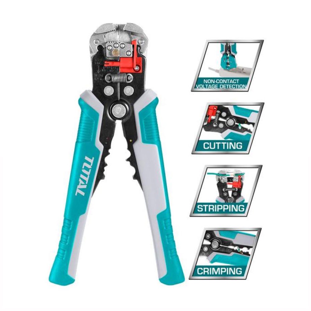 Total คีมอเนกประสงค์ 4 in 1 ขนาด 8 นิ้ว ( ตัด + ปอก + ย้ำ + วัดกระแสไฟ ) รุ่น THT152429