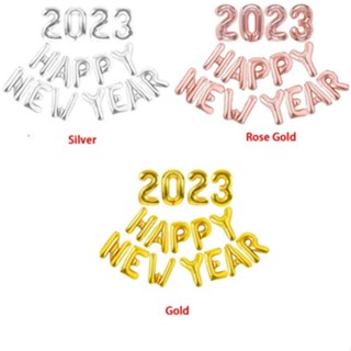 สินค้าพร้อมส่ง บอลลูน HAPPY NEW YEAR ลูกโป่งฟอยล์อลูมิเนียม รูปตัวเลข Happy New Year 2023