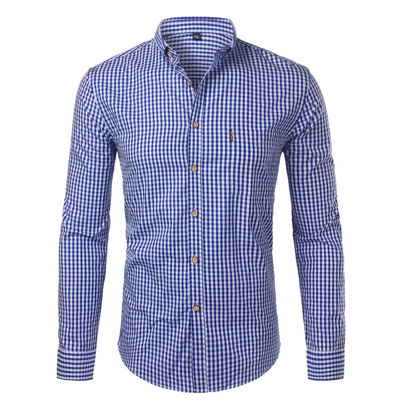 Mens Plaid Cotton Casual Slim Fit Long Sleeve Button Down Dress Shirts 2022 Fashion Men Work Business Brand Shirt Chemis #1