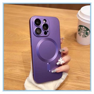 【Magnetic/Matte soft case/ Green/Purple/Black】ด้วยเลนส์ฟิล์ม เคสไอโฟน 11 เคส compatible for iPhone 14 pro max 13 pro max 12 pro max 11 pro max กรณีโทรศัพท์มือถือแบบชาร์จไฟได้