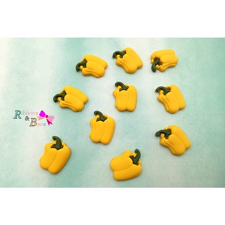 พร้อมส่ง   เรซิ่น พริกหวาน อะไหล่ทำกิ๊บและโบว์  แพค 10 ชิ้นRD101