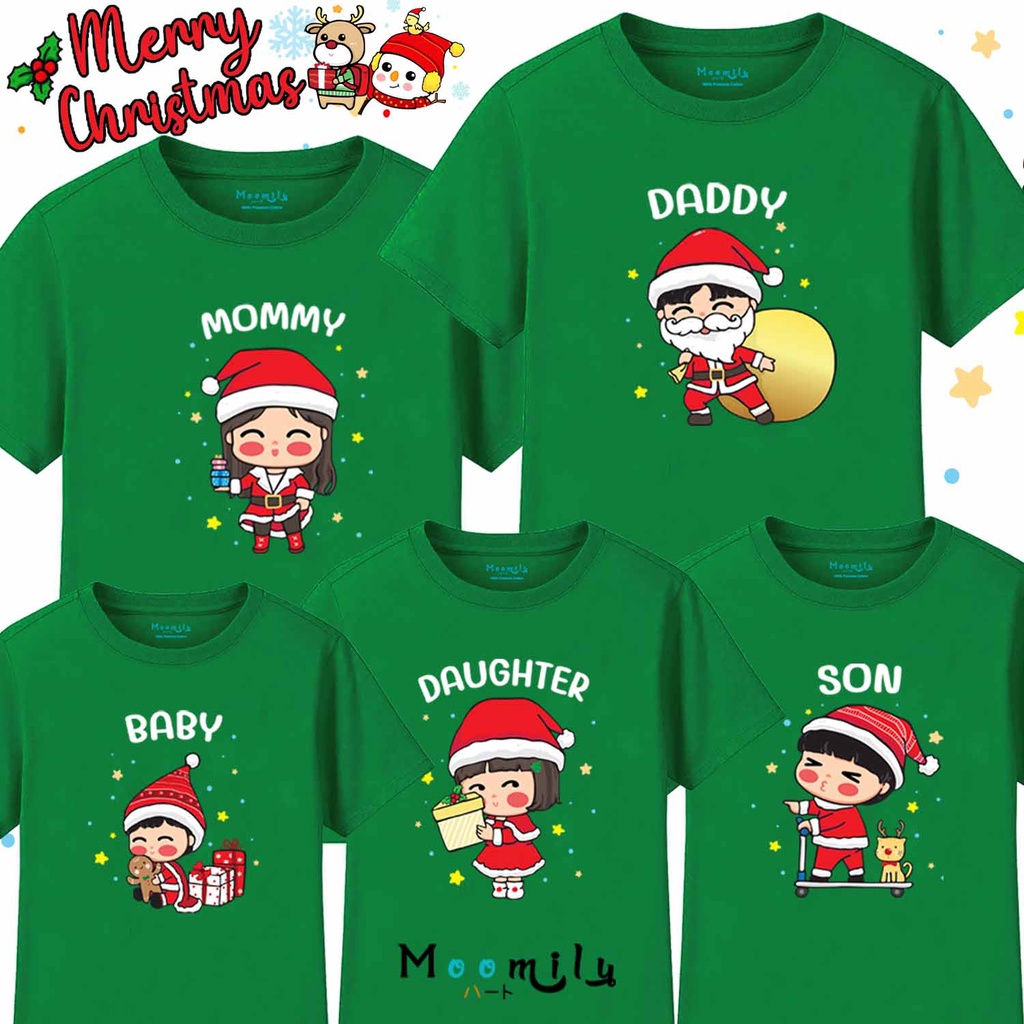 ร้านไทย ส่งไว เสื้อคริสต์มาส MMLFAMILYXMAS_GREEN สีเขียว เสื้อคริสมาสต์ ซานต้า ครอบครัว Christmas shirt