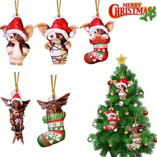 New Christmas Gremlins Gizmo Fairy Acrylic Santa Hat Pendant Xmas Tree Hanging Decor