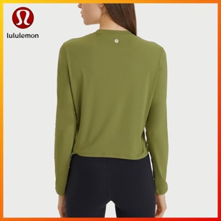 Lululemon  ใหม่ เสื้อกีฬาโยคะ แขนยาว คอกลม ทรงหลวม ระบายอากาศ ใส่สบาย เหมาะกับการเล่นฟิตเนส ds205