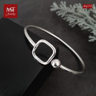 MT กำไลข้อมือเงินแท้ กำไลหลอด ทรงสี่เหลี่ยมเลขาคณิต และบอลกลม ข้อมือ 18 ซม. Solid 925 Sterling Silver Bangle (sbg154) MT Jewelry มณีธารา