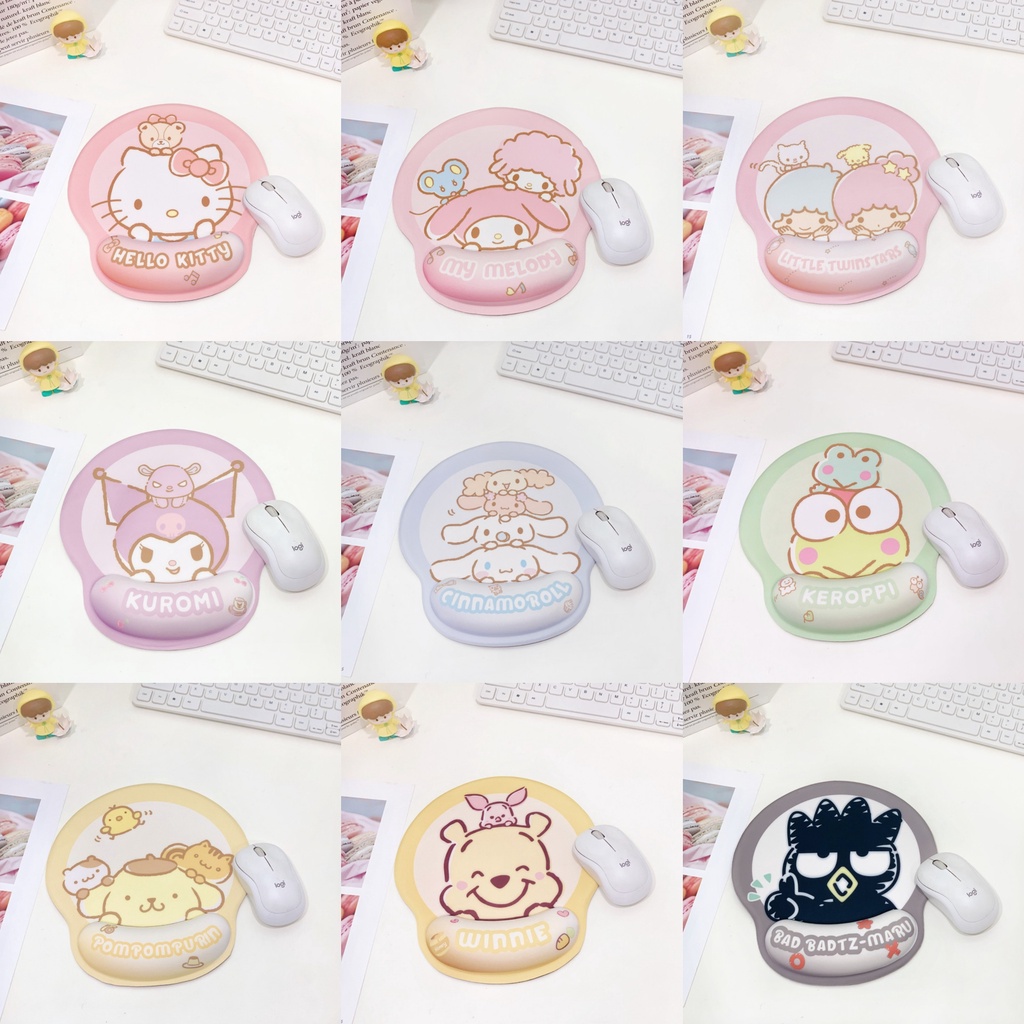 พร้อมส่ง💕 แผ่นรองเม้าส์ มีที่รองข้อมือ บรรเทาอาการปวดข้อมือ ลายการ์ตูน | Bluerubystore