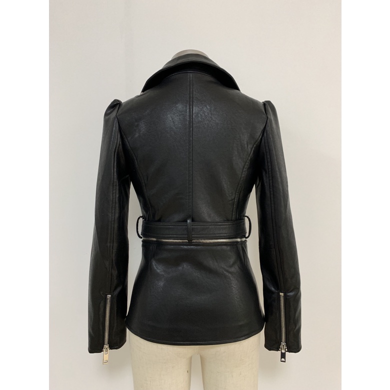 HIGH QUALITY Newest Fashion Runway 2022 Designer Jacket Women's Lower Edge Detachable Zippers Faux Leather Jacket Co #8