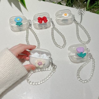 เคสหูฟังไร้สาย TPU แบบนิ่ม ลายดอกทิวลิปน่ารัก พร้อมจี้คริสตัล สําหรับ Xiaomi Buds 3 4 Pro 2 Basic Air 2s