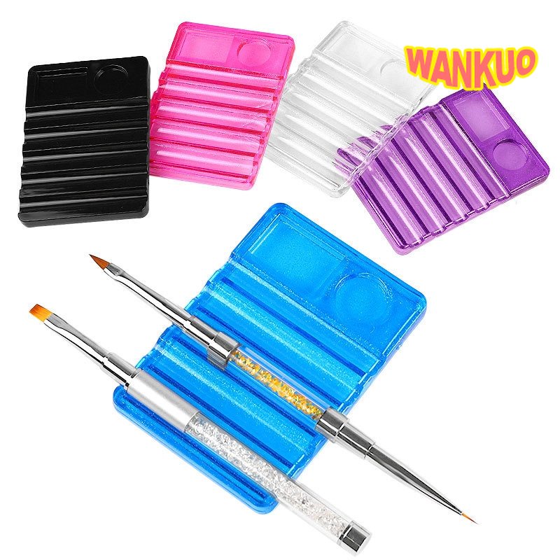 【WANKUO】ที่วางปากกาคริสตัลใส พร้อมฐานปากกาแกะสลัก สําหรับตกแต่งเล็บผู้หญิง