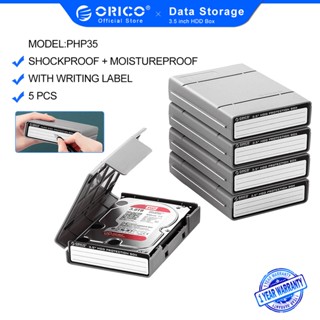 orico 5 ชิ้น 3 . 5 นิ้วกล่องเคสกันน้ําสําหรับใส่จัดเก็บฮาร์ดไดร์ฟ hdd