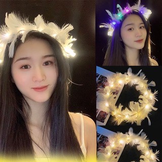 พร้อมส่งจากไทย 🇹🇭 ที่คาดผมมงกุฎขนนก คอสเพลย์ มีไฟ LED