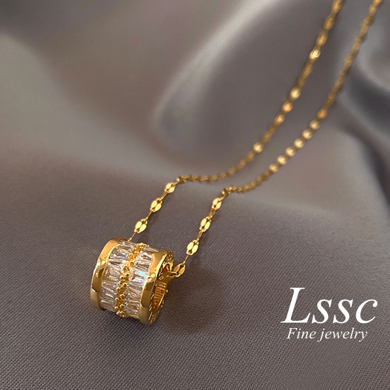 Lssc Kwintas Stainless Steel Necklace for Women Classic Pendant Gold Chain Accessories Jewelryสร้อยคอ แฟชั่น