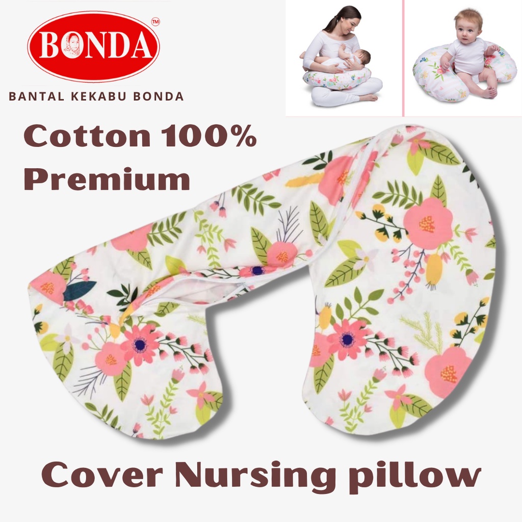 Cover Nursing Pillow Cotton Premium Sarung Nursing Pillow Premium Cotton Zipped