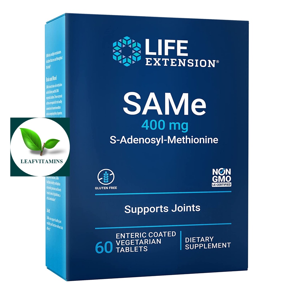 Life Extension SAMe (S-Adenosyl-Methionine) 400 mg / 60 Enteric-Coated Vegetarian Tablets