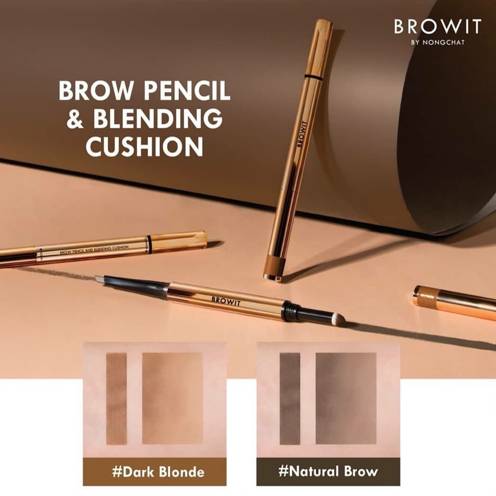 ดินสอเขียนคิ้ว ที่เขียนคิ้ว น้องฉัตร+คุชชั่นคิ้ว สำหรับเบลนดิ้ง Browit By NongChat Brow Pencil And Blending Cushion 2in1 - รูปที่ 3