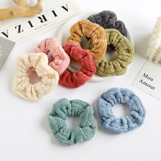 สีเกาหลีถักขนสัตว์ Scrunchie แฟชั่นเครื่องประดับผม Scrunchie ของผู้หญิง