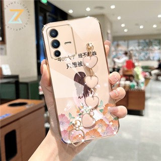 Zymello เคส VIVO V23 V25 V23E V25E V21 V20 V20 SE V19 V17 V15 V11i ชุบสร้อยข้อมือช่อมือซิลิโคนเคสโทรศัพท์