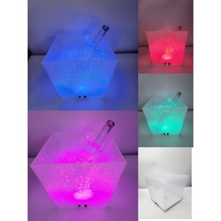 ถังน้ำแข็ง LED สี5L, LED ice bucket ถังน้ำแข็งLED ถังแช่น้ำแข็งมีไฟเปลี่ยนสี ขนาด 10L size D23*20*H22.5cm.