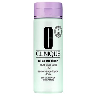 Clinique All About Clean Liquid Facial Soap Mild Dry combination 200ml./คลินีกข์ สบู่เหลวล้างหน้า เจลล้างหน้าคลินีกข์