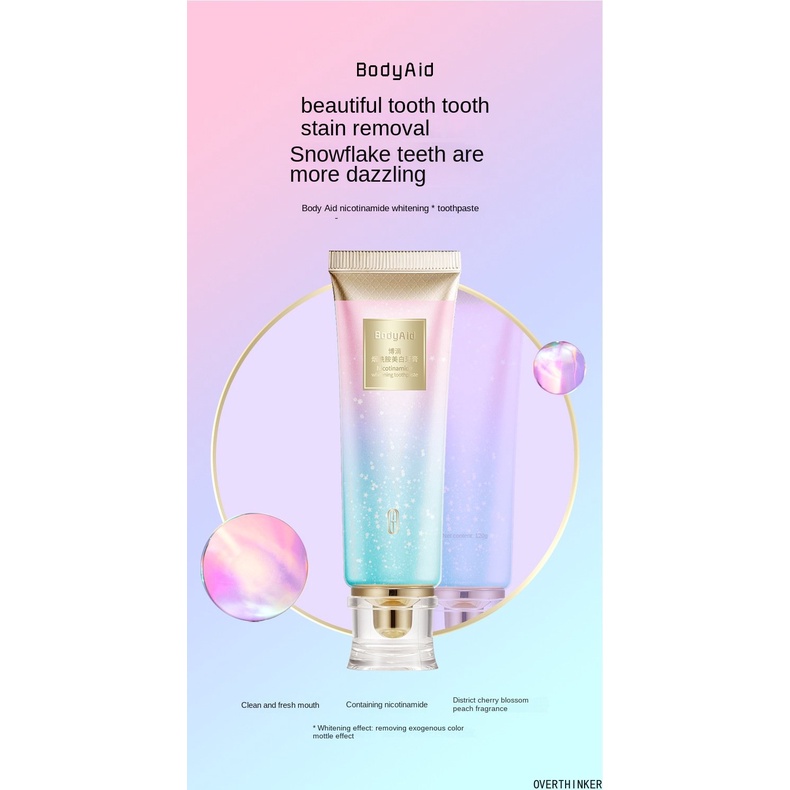博滴烟酰胺美白牙膏 Original Bodyaid  Niacinamide Whitening Toothpaste To Remove Tooth Stains  Bad Breath Counter Toothpaste Oral Care100g ราคา ถูกที่สุด ดีลบีเคเค แกลเลอรีภาพที่ 4