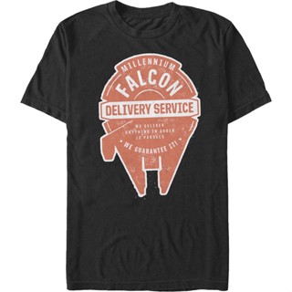 Millennium Falcon Delivery Service Star Wars T-Shirt เสื้อยืดคอกลม เสื้อยืดผู้ชาย เสื้อสีขาว