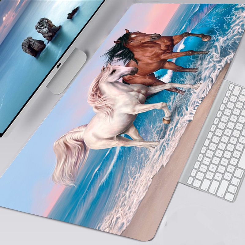 แผ่นรองเมาส์ ใหม่ที่กําหนดเองบ้านแผ่นรองเม้าส์สไตล์นอร์ดิกม้าแล็ปท็อป นักเล่นเกม ยางธรรมชาตินุ่มสก์ท็อปแผ่นรองเมาส์ตารางเสื่อ