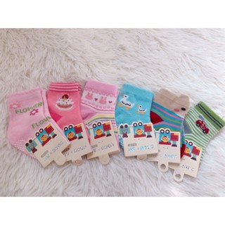 👶🏻ถุงเท้าเด็กแรกเกิด-1 ขวบ เซ็ต6 คู่100฿ ผ้าคอตตอล❄️มีกันลื่น ลายน่ารัก
