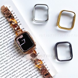 เคส PC เคลือบเงา กันกระแทก พร้อมสายโซ่ สําหรับ Apple Watch Series 8 7 SE 6 5 4 3 2 1 Ultra 49 มม. 45 มม. 41 มม. 44 มม. 40 มม.