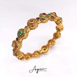 Aiyarin Jewelry Design เเหวนพิรอดนพเก้า เม็ดมะยม ฝังพลอยเเท้ ลงยารอบวงเงิน เเหวนเงินเเท้925 พลอยเเท้นพเก้า ชุบทองลงยา