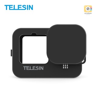 TELESIN Action Camera Protective Case Cover Soft Silicone with Lens Cap Lanyard Protection Accessories Replacement for   9 10 Black Camera