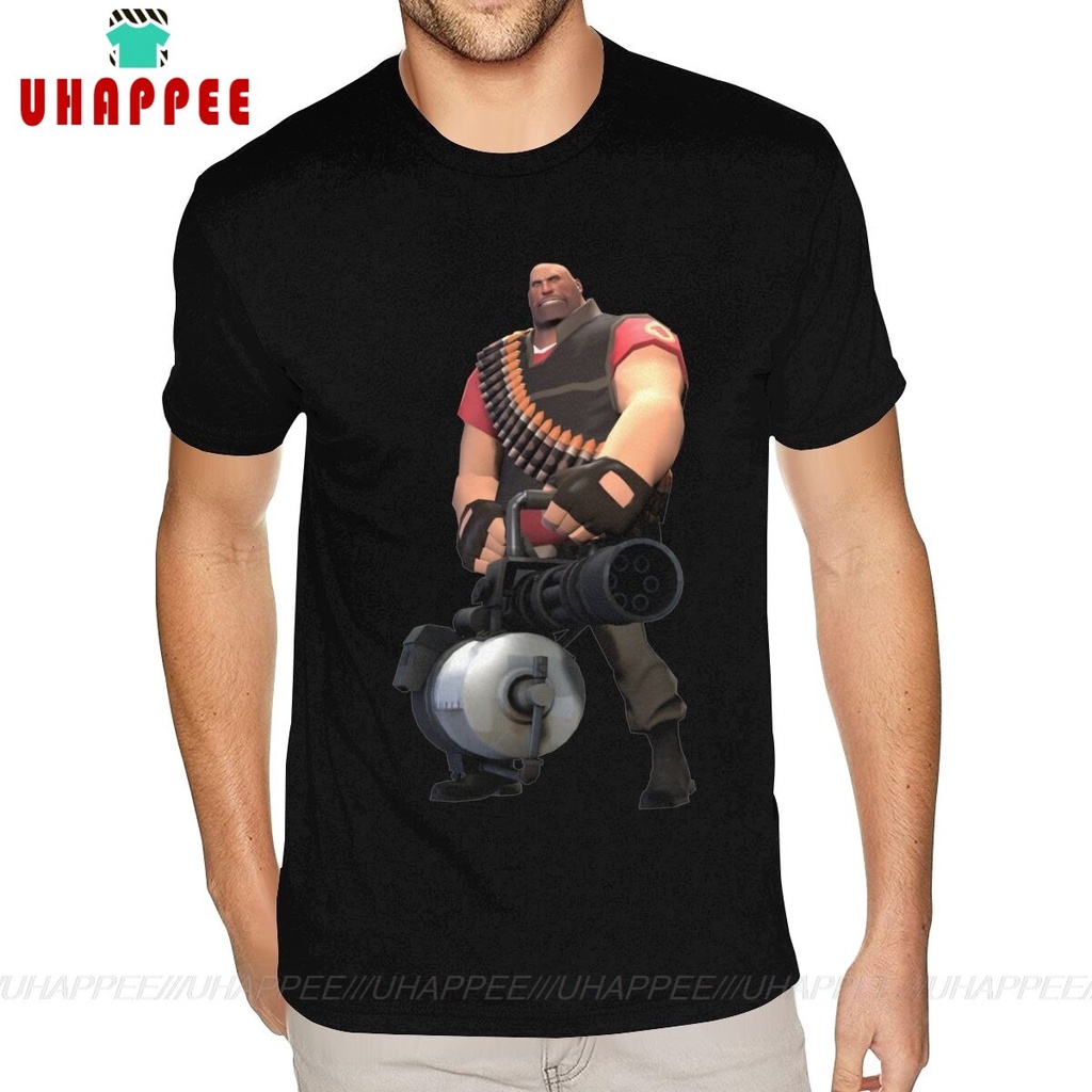 Great Angry Heavy Team Fortress 2 เสื้อ O-คอผ้าฝ้ายบุรุษเสื้อสีดํา