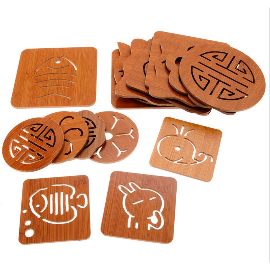 ที่รองแก้วแผ่นไม้ ลายน่ารักๆ พร้อมส่ง ราคาถูก #C171