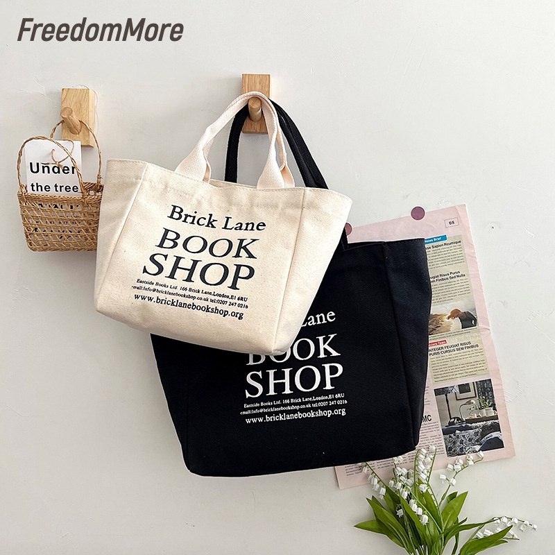 Freedom MORE กระเป๋าถือ ผ้าแคนวาส ขนาดเล็ก สามารถใส่หนังสือได้ สองขนาด S/L