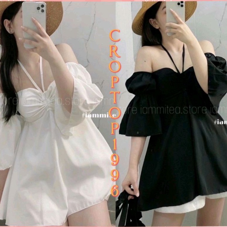 เสื้อปาดไหล่เลดี้แขนพองและสายเดี่ยวพร้อม BREAST LINING - เสื้อเชิ้ตสไตล์กางเกงผ้าชีฟองอ่อน A07