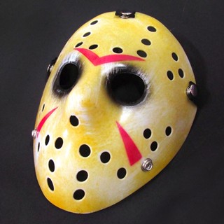 หน้ากาก Mask Friday The 13th วันศุกร์ที่ 13 Jason Voorhees เจสัน วอร์ฮีส์ สีน้ำตาลลายแดงตาดำ สุดโหด สยองขวัญ Horror