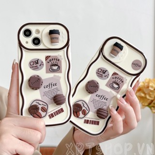 เคสโทรศัพท์มือถือ แบบนิ่ม ลายคลื่นกาแฟ กันกระแทก ป้องกันกล้อง สําหรับ iPhone14 Pro Max 14Plus 13 12 11 Pro Max