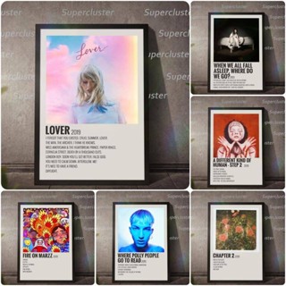 เพลงปกอัลบั้มภาพวาดผ้าใบสไตล์มินิมอล Taylor Billie Eilish Lady GaGa โปสเตอร์ภาพพิมพ์ผนังตกแต่งบ้านปี 2019