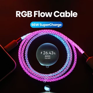 สายชาร์จเร็ว RGB 100W 66W Type C USB C สําหรับ i-Phone S-amsung Android Micro 30W