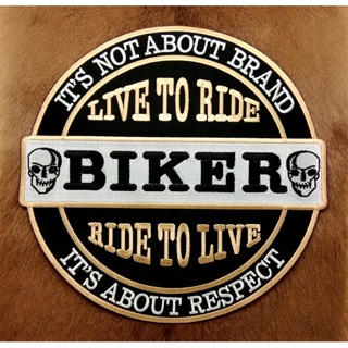 ตัวรีดติดเสื้อขนาดใหญ่ Biker แจ๊คเก็ต อาร์ม  ยีนส์ Hipster Embroidered Iron on Patch  DIY