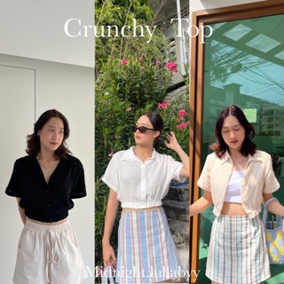 เสื้อเชิ้ตจั้มเอว ผ้าฝ้ายลินินอัดยับ crunchy top