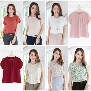 Narinari : NT1044 Tuck Collar Blouse เสื้อทำงาน (ใช้โค้ด NARISP9 ลดทันที 65.- เมื่อช็อปครบ 500.-)