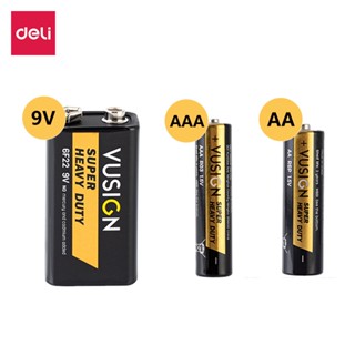 Deli  ถ่าน 4 ก้อน AA / AAA / 9V ความจุสูง ใหม่ ของแท้ ปลอดสารตะกั่ว ปลอดภัย Carbon Zine Battery