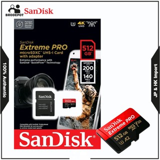 SanDisk 128GB 256GB 512GB Extreme PRO® microSD™ UHS-I Card with Adapter C10, U3, V30, A2, 200MB/s Read 140MB/s Write SDSQXCD-512G-GN6MA