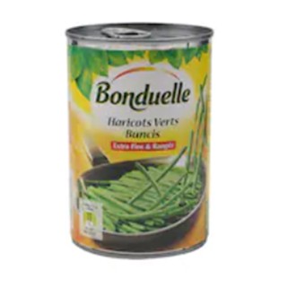 Bonduelle Haricot Verts Buncis Extra Fins Ranges  400g.ถั่วฝักแฮริคอทในน้ำเกลือ อาหาร วัตถุดิบ ผักกระป๋อง