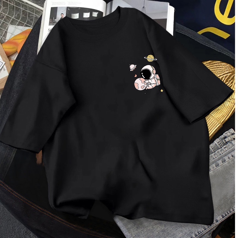 GAKKI เสื้อยืดหญิงแขนสั้นแบบหลวม ใส่สบาย ผู้หญิงเสื้อยืด เสื้อยืดแขนสั้น Oversize Cotton 4124#