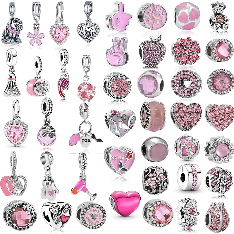 พิเศษ สร้อยคอ สร้อยข้อมือ ลูกปัด จี้รูปหัวใจ MAMA สีชมพู เครื่องประดับ สําหรับผู้หญิง ผู้ชาย DIY