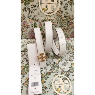 พร้อมส่ง 🔥🔥Sale 4599🔥🔥ถูกเฟร่อออ งานShop ถูกกว่า Outlet เข็มขัด Tory Burch Kira Logo Belt ขนาด 1" สี New Ivory/Gold